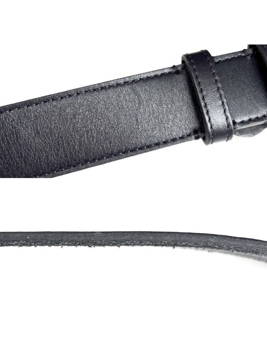 Celine Belt Triomphe Simple Leather Black Silver